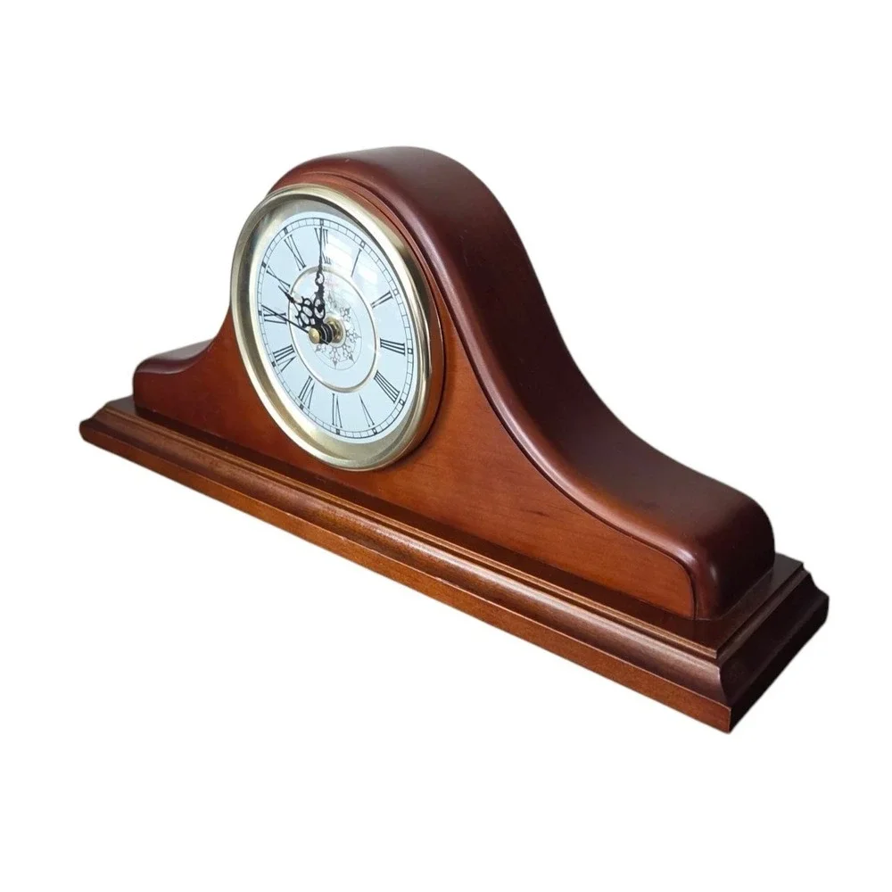 Vintage Sunbeam Oster‎ Gold Elegant Mantel Clock Quartz Cherry Wood #88634 WORKS